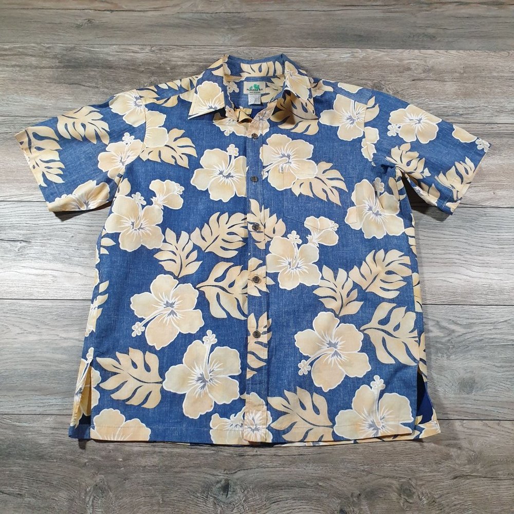 Paradise Bay Mens Medium Short Sleeve Shirt Vintage Hawaii Vacation Relaxed Casu